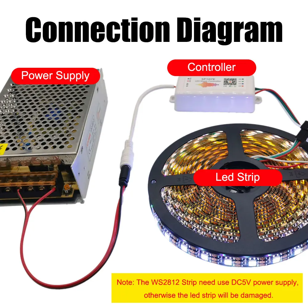 DC5V WS2812B Led Strip 5050 Smart RGB WS2812 Pixel Light Individually Addressable Black/White PCB IP30 IP65 IP67 30/60/144led