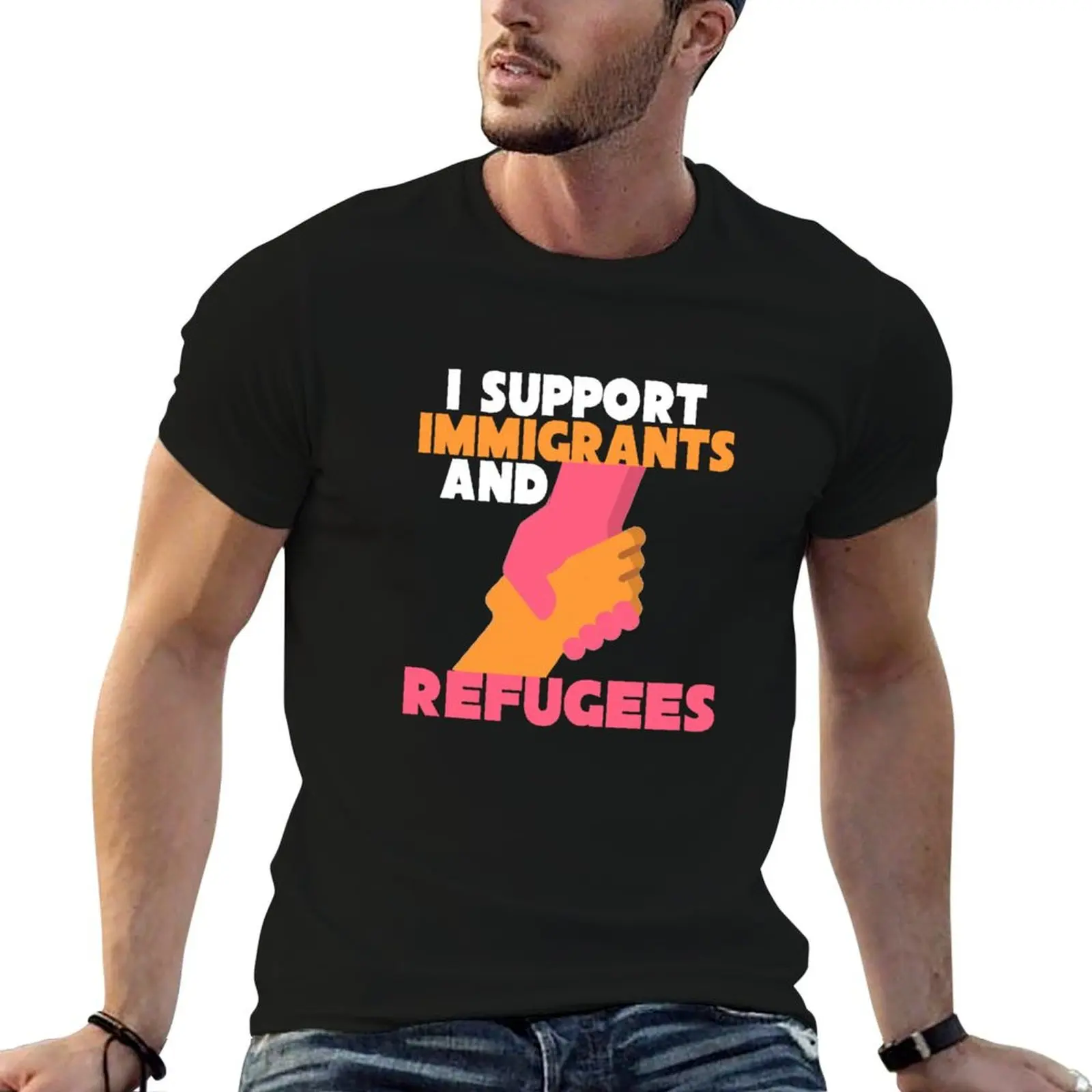 

i support refuges and immigrants T-Shirt vintage animal prinfor boys hippie clothes custom t-shirts tee shirts for men