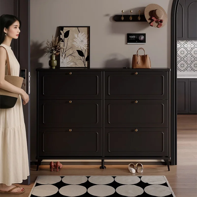 خزانة أحذية رفيعة للغاية باب منزلي 2025 جديد ضيق للغاية من الخشب الصلب مدخل مدخل القطط دلو تخزين ishoe