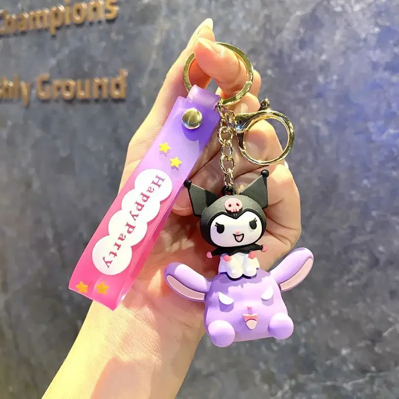 Cute Sanrio Keyring for Women Child Bag Decoration Pendants Kuromi Key Chain Adult Child Schoolbag Toy Figures