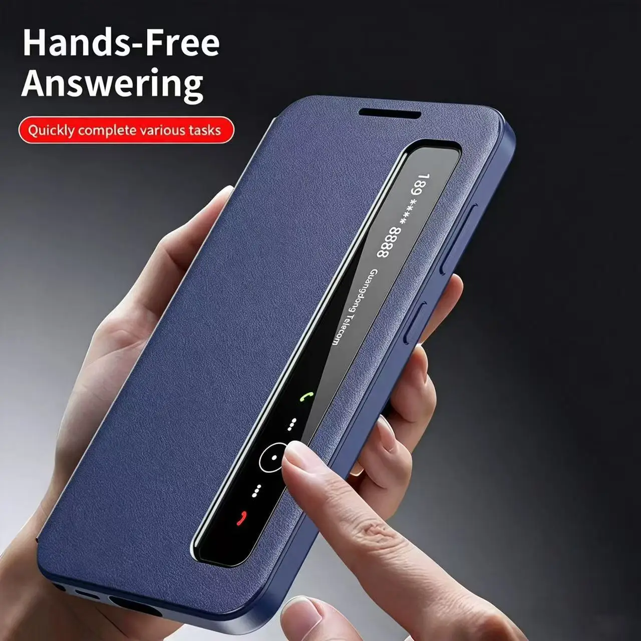 Oryginalne, inteligentne etui z klapką i skórzanym wykończeniem do Samsung Galaxy S26/S25/S24/S23/S22 Ultra A57/A56/A55, z okienkiem umożliwiającym podgląd zawartości ekranu dotykowego, zapewniające ochronę. — zdjęcie produktu 3