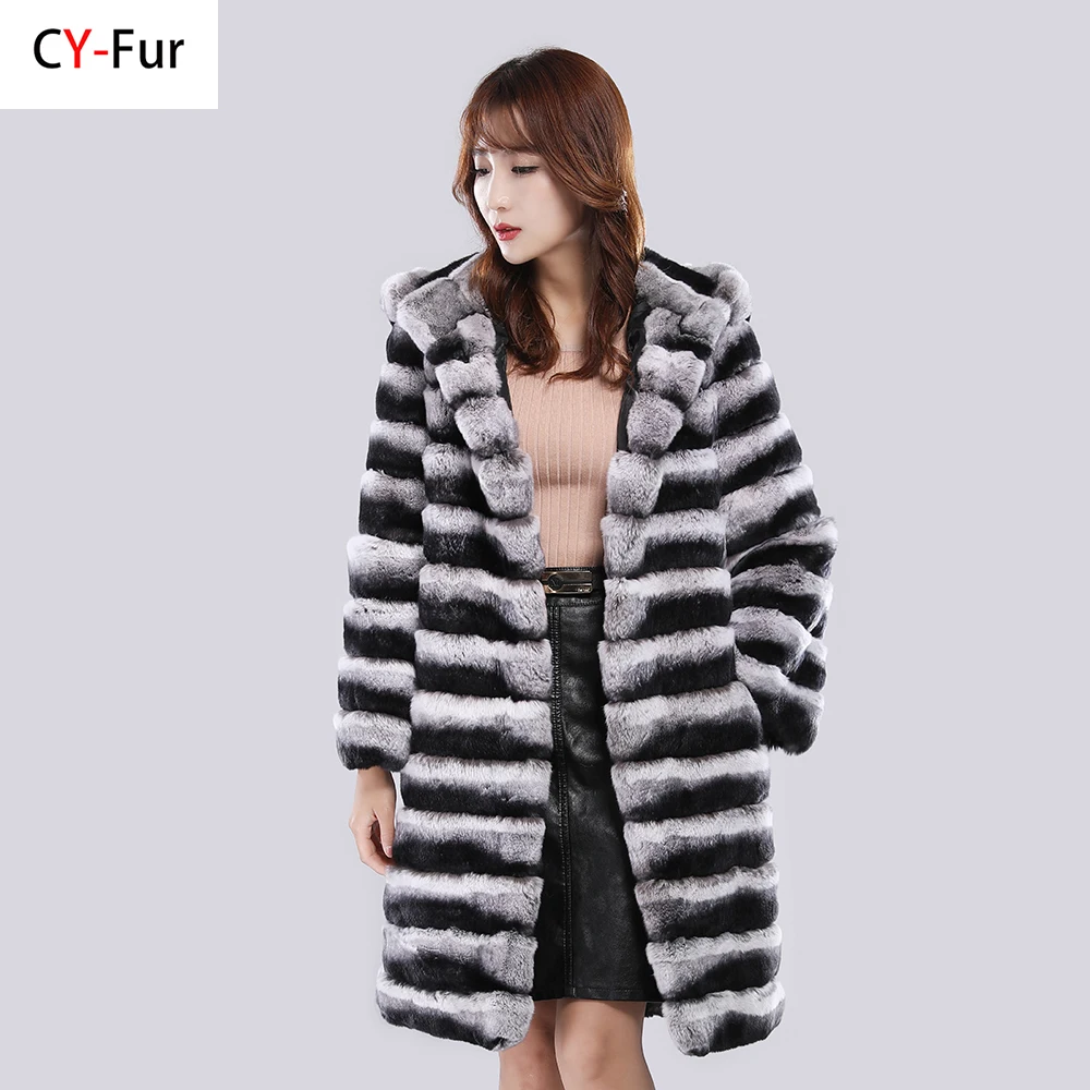 New Rabbit Fur Coat With Hood Women's Winter Coat 2025 Real Rex Rabbit Fur Coat Women Real Hot Selling Style Women's Clothing