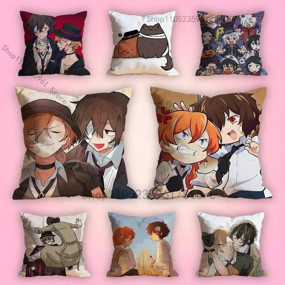 

Soukoku D-Dazai C-Chuya Pillowcase for Sofa Room Office Decor Printing Protector Cushion Cover Valentine gift Custom