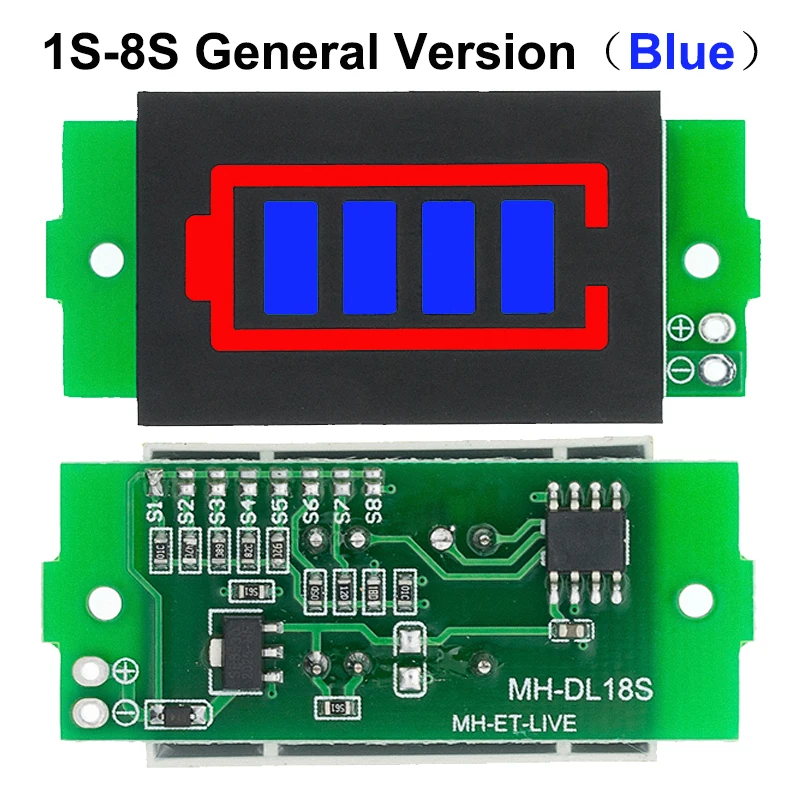 1-8S 1S/2S/3S/4S Single 3.7V Lithium Battery Capacity Indicator Module 4.2V Display Electric Vehicle Battery Power Tester Li-ion