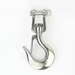 304 Stainless Steel Lifting Chain Hoist Jaw Rotating Swivel Cargo Hook with Latch of Heavy Duty 0.15T/0.35T/0.65T/1T
