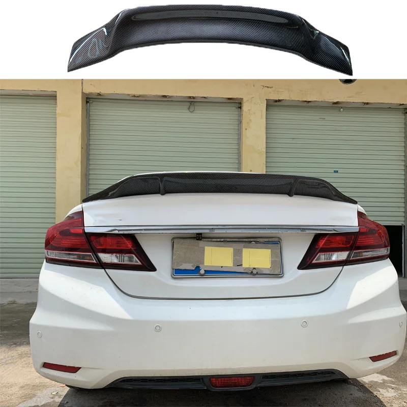 For Honda Ninth Generation Civic 2012 2013 2014 100% Real Carbon Fiber Highquality Rear Spoiler Trunk Lid Diffuser R Styl