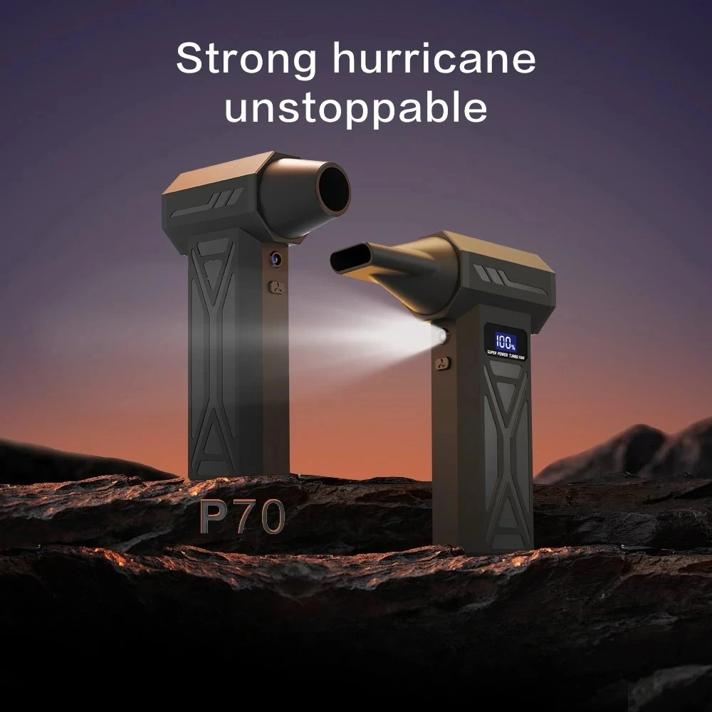 P70 مروحة عنيفة Turbofan 110000 دورة في الدقيقة منفاخ غبار عالي السرعة 160 جرام مكنسة كهربائية محمولة محمولة بقوة 4000 مللي أمبير في الساعة