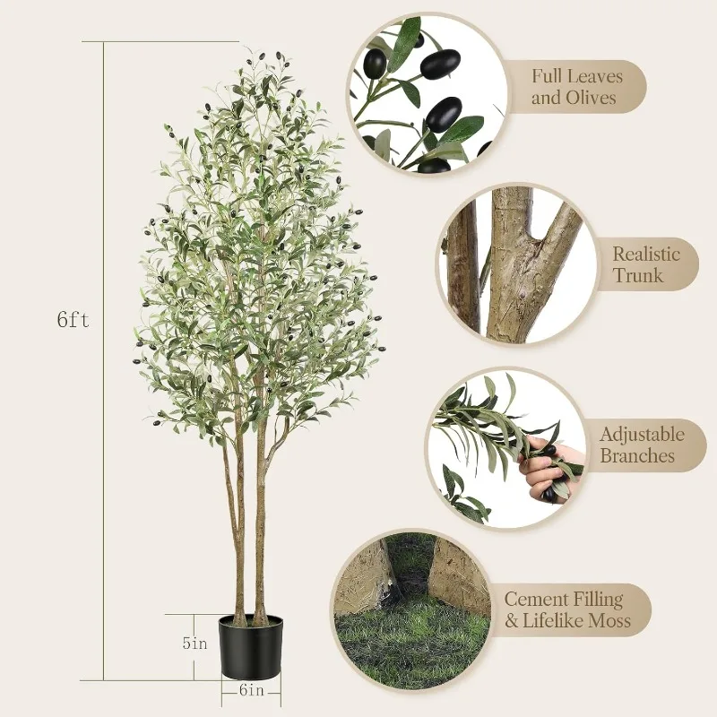 Artificial Olive Tree 6FT Tall Faux Silk Plant(72