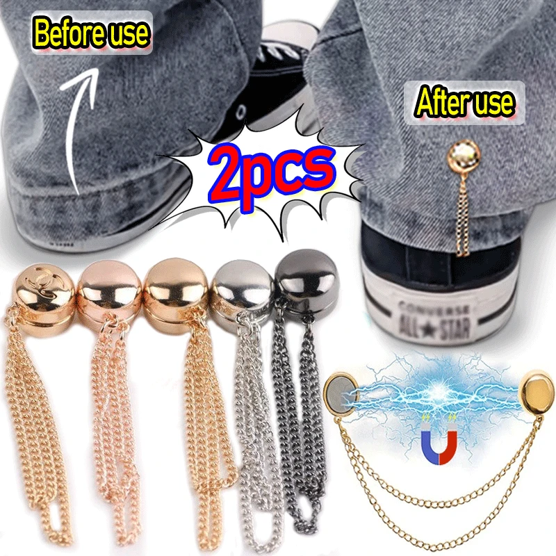 2szt Magnetyczne regulowane klipsy do spodni Szpilka do spodni Wysuwane spodnie ze stałymi nogawkami Luźny guzik do dżinsów Idealne dopasowanie Redukcja
