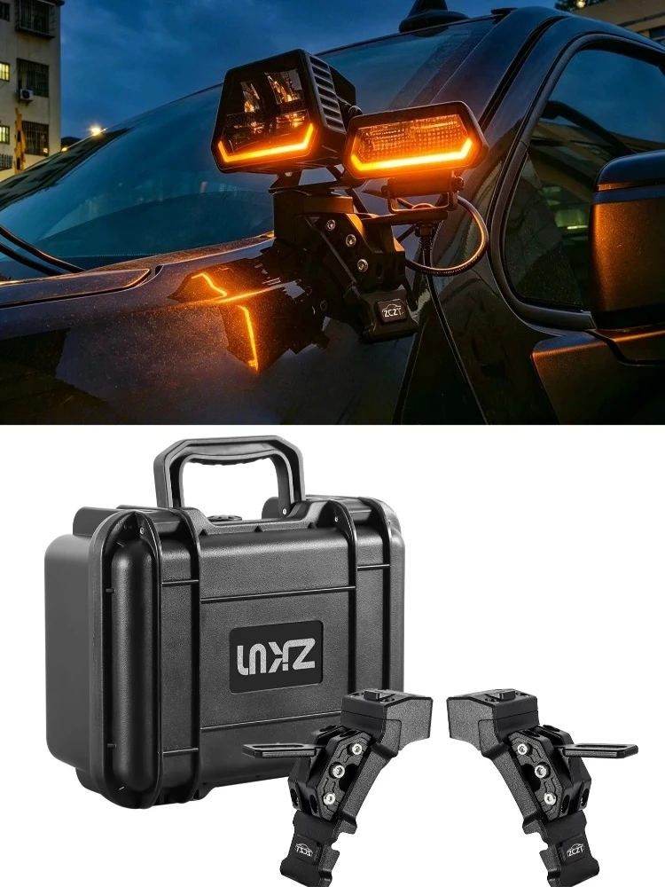 Car A-pillar Expansion Bracket Modified For Toyota Prado LC120 2003-2009 Front Hood LED Spotlight Quick-Release Dual Lamp Holder