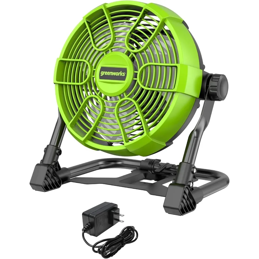 Wentylator Greenworks 24 V 10" z 5 prędkościami (500 CFM) Hybrydowy (AC DC) Ładowarka AC w zestawie — bateria nie jest wliczona w cenę