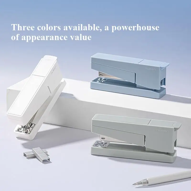 Deli Nusign NS089 Rotating Stapler 3 Fashion Colors 20 Sheet Capacity with Built-in Staples Storage Compatible with 24/6 & 26/6