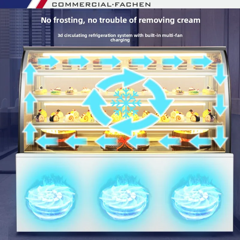 ZZ armadietto per torte da tavolo refrigerato per conservare bevande fresche, armadietto per dessert curvo per frutta commerciale