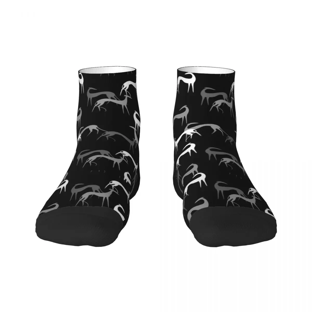 Cute Sighthounds Mens Crew Socks Unisex Kawaii 3D Printing Greyhound Whippet Dog Dress Socks