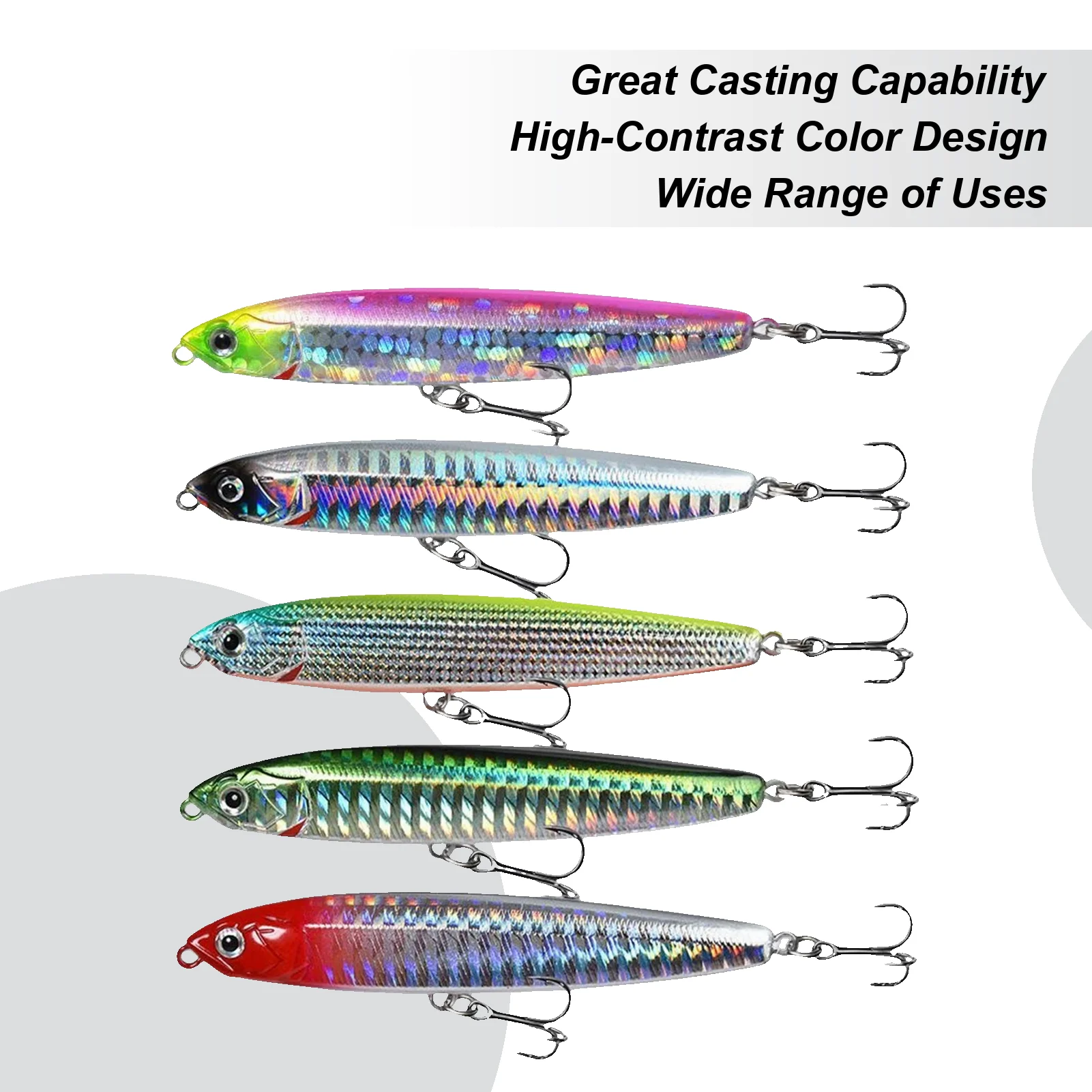 

Sinking Fishing Bait Pencil Hard Sinking Long Casting Bait Kit Small Hooks Long Cast Tackle For Trout Bass Night Fly Lake River