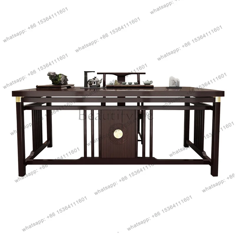 

New Chinese tea table and chair combination solid wood Kung Fu tea table office home set integrated zen tea table