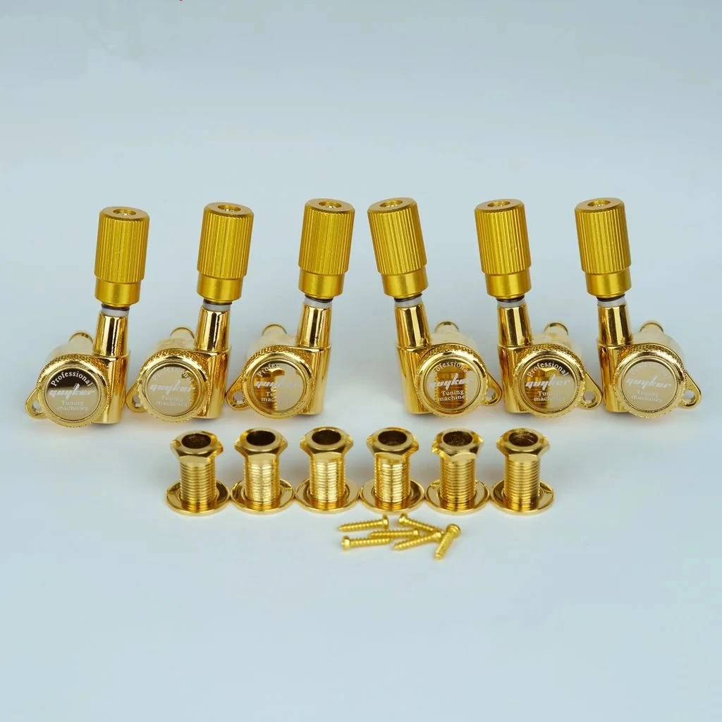 Punho Cilíndrico Vertical Haste Bloqueio Afinação Pegs Chave, Cabeças De Máquina GUYKER, Tuners, 3 Cores, 1:18, 1 Conjunto