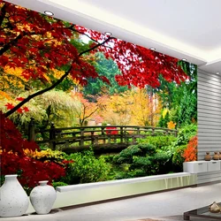 Custom 3D Wallpaper Landscape Natural Scenery Forest Red Leaves Wall Papers Home Decor Murales De Pared 3D Paisajes Habitacion