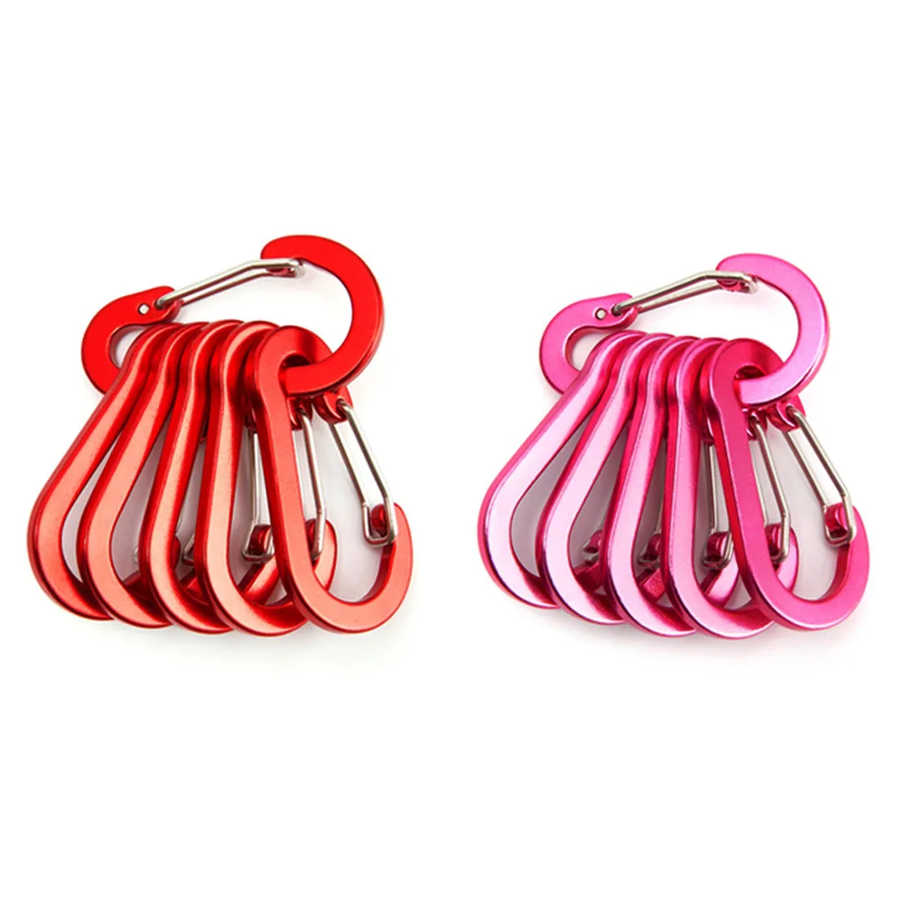 6/12pcs Aluminium Alloy Gourd-shaped Spring Hook Climbing Buckle Flat Buckle Outdoor Camping Spring Hook Climbing Accessories