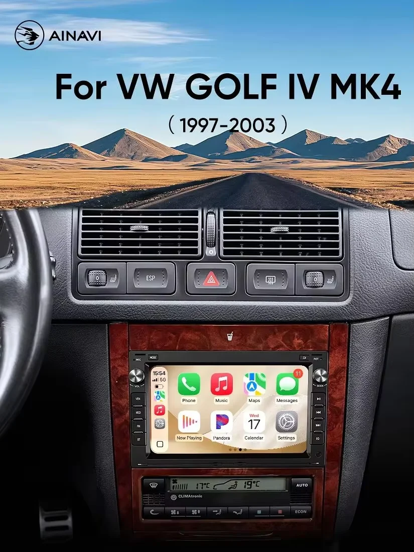 Ainavi 7 Zoll 2-Din-Autoradio für VW Passat B5 MK4 MK5 Golf 4 Polo Bora Jetta T5 Linux-System Wireless Carplay Android Auto Bluetooth GPS Autoradio Autobildschirm Auto-Infotainment Apple Carplay