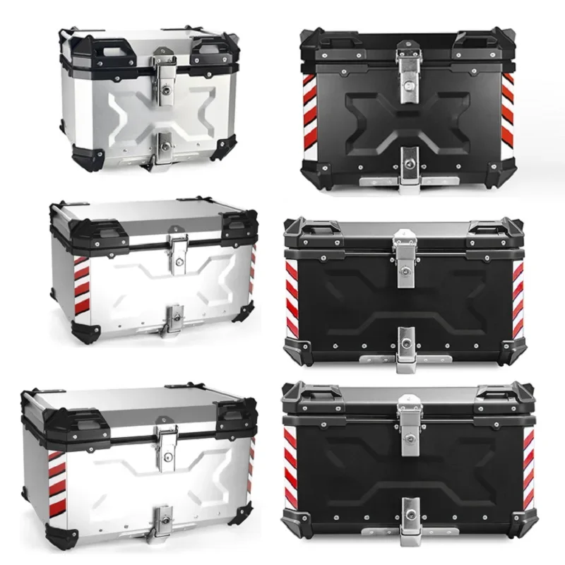 45L/55L/65L Universal Motorcycle Aluminum Alloy Rear Trunk Luggage Case Quick Release Electric Motorbike Waterproof Storage Box