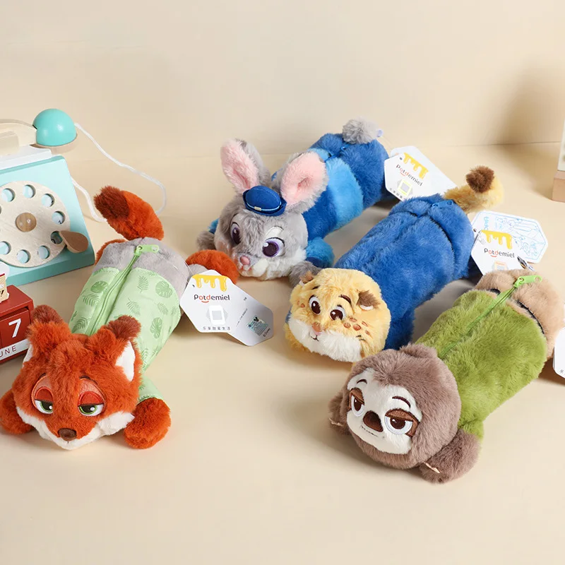 

Cartoon Stitch Judy Nick Plush Storage Bag Cute Animals Through The Pencil Case School Girls Cosmetic Bag Accessories Gifts