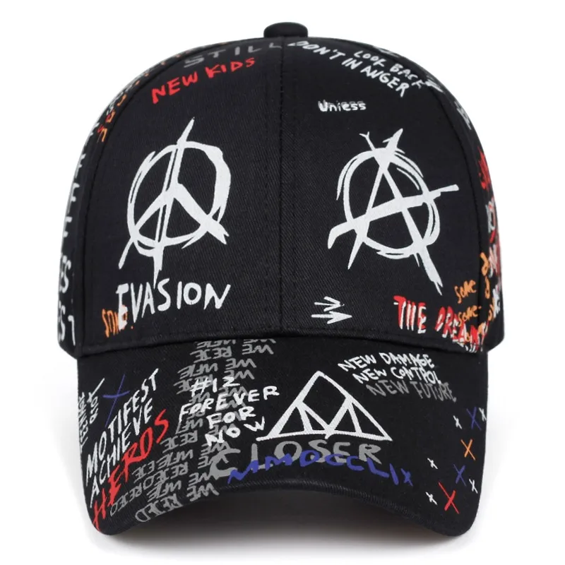 Fashion Graffiti Baseball Cap Men Hip Hop Rock Snapback Hat Summer Sunscreen Adjustable Trucker Hats Men Outdoor Travel Golf Cap