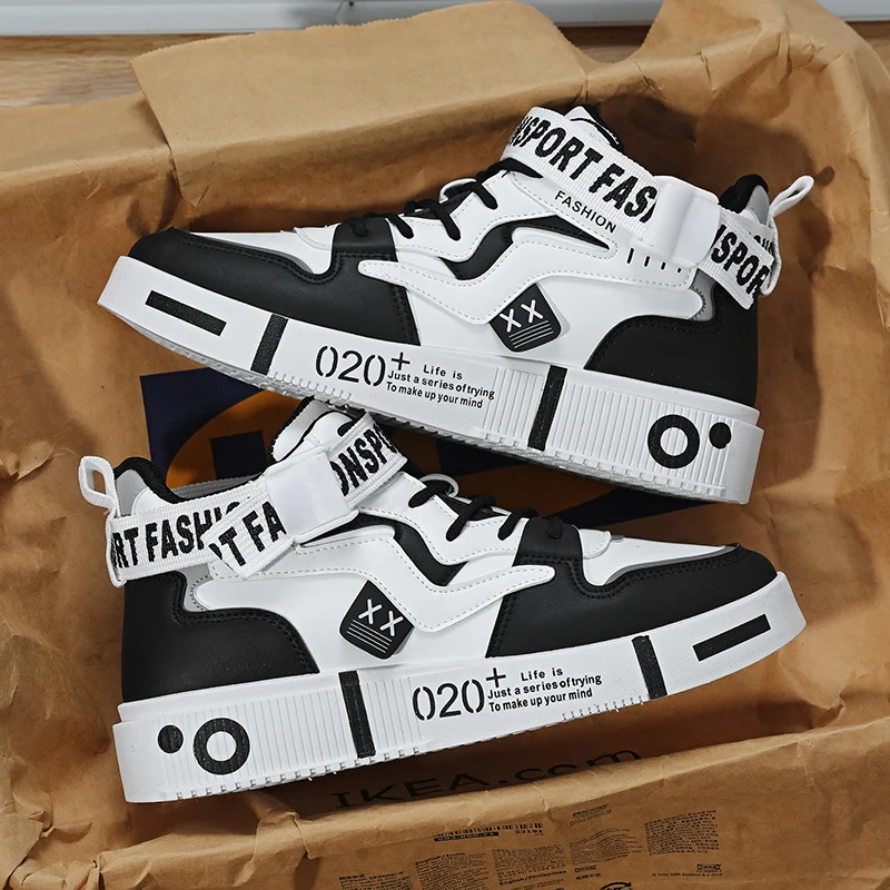 

2025 Men's Casual Sports Shoes High Top Mens Skatdeboard Shoes Non-slip Outdoor Running Sneakers Male Platform Leisure Flat Shoe