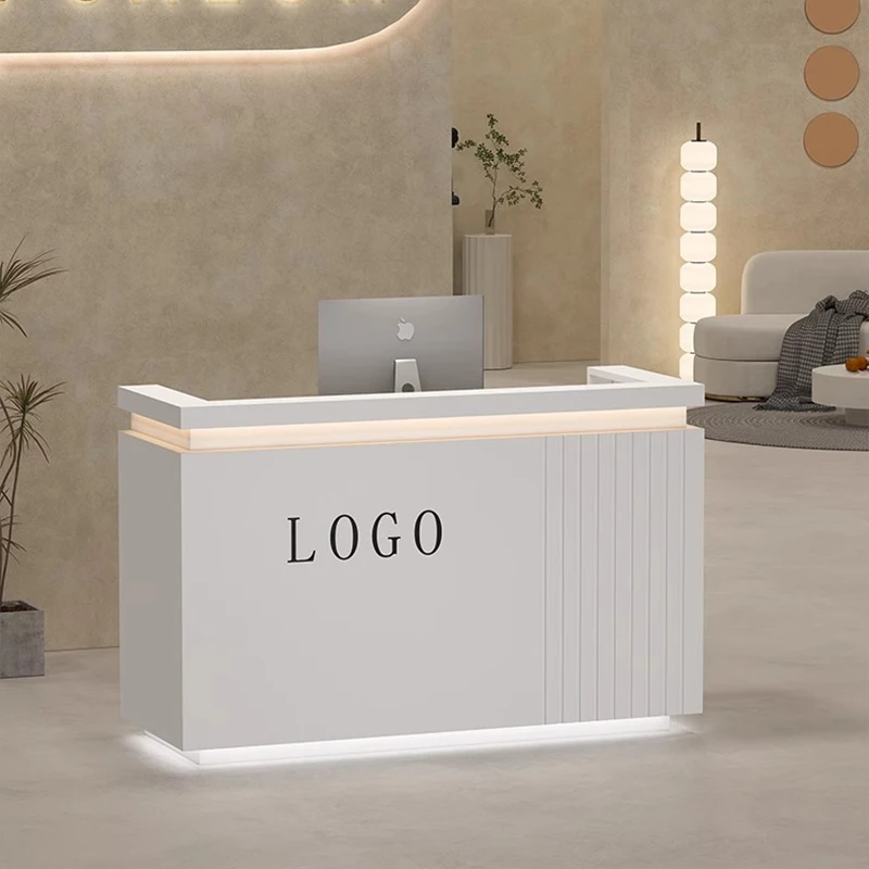 Illuminated Design Reception Desks Beauty Salon Black Glamour Reception Desks Mdf Standing Mostrador Commercial Furniture