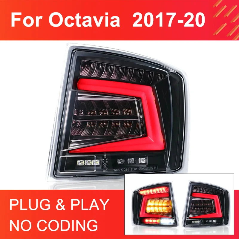 

1 Pair LED Tail Light Assembly for Skoda Octavia Hatchback 2017-2020 Taillight Plug and Play LED Dynamic Turning Rear Tail light