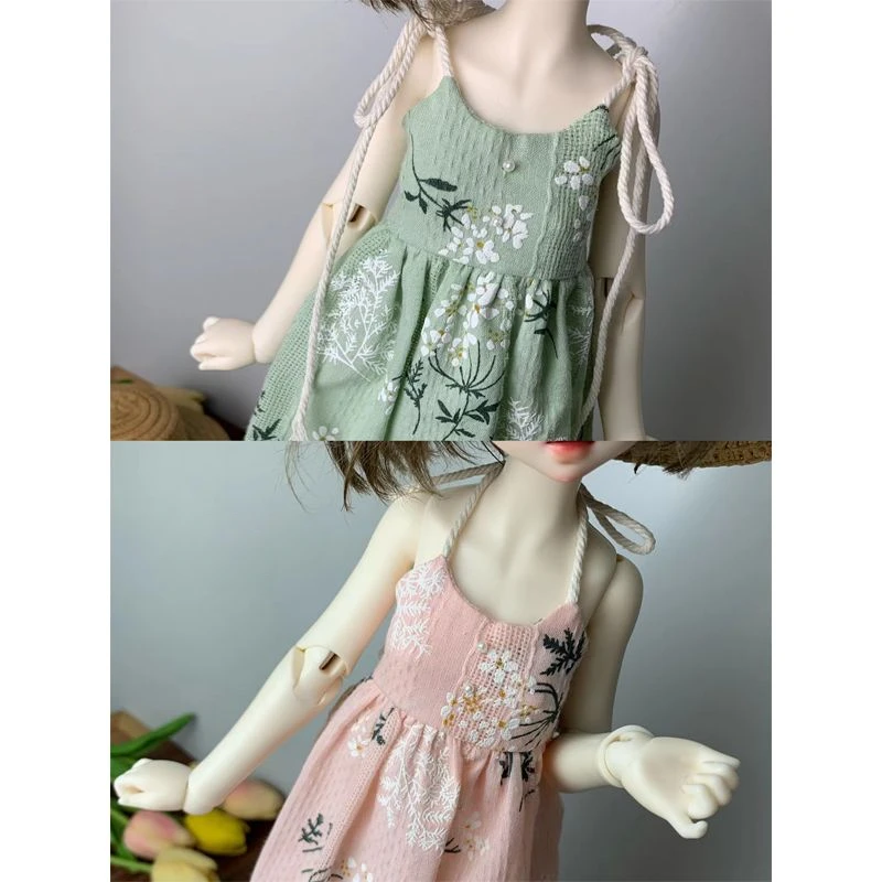 (حسب الطلب) 1/4 ملابس دمى ل 45 سنتيمتر Bjd دمية الطباعة فستان بحزام الملابس القطنية واللباس اللعب إكسسوارات دمي ، لا دمية #3