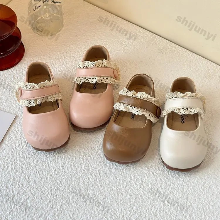 

Girls' Leather Shoes 2025 Spring New Non-slip Girls Soft Soled Shoes Girls Simple School Versatile Kids Fashion Flat Single Shoe