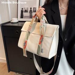 MOODS Canvas Boston Bags For Women 2023 Luxury Designer Handbags Large Capacity Shoulder Shopper Totes Quality School Book Bag