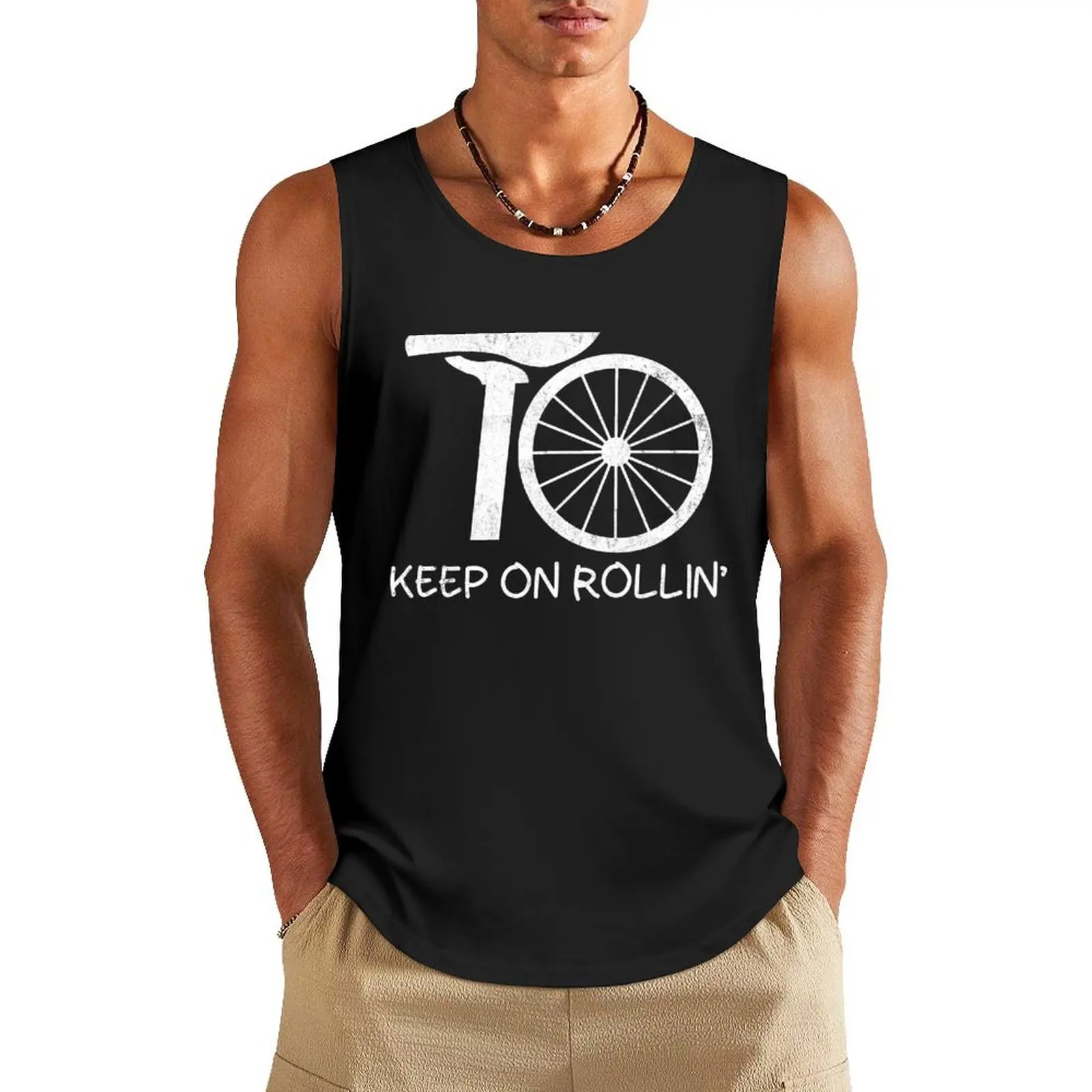 

70th Birthday Cyclist Gift Ideas Tank Top T-shirt man gym training accessories best selling products