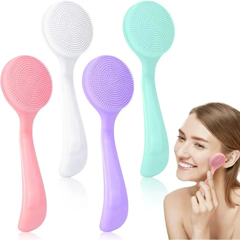 4-Piece Silicone Facial Brush Set,  Soft Facial Brush, Waterproof Facial Brush, Unisex, Removes Blackheads and Makeup Residue HJ