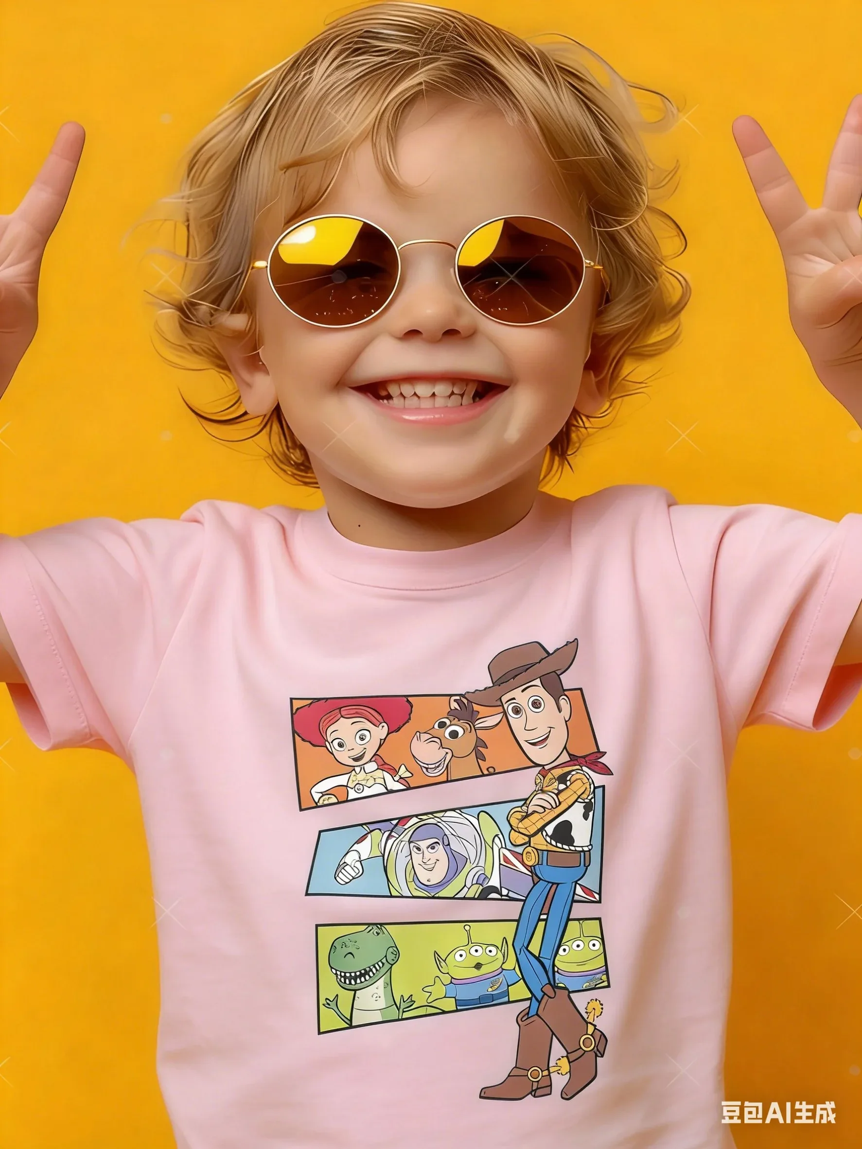

Disney 2026 Baby Boys and Girls Comfortable Short Sleeve T-Shirt Toy Story Woody and Buzz Lightyear Printed Crew Neck