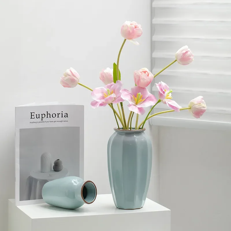 for Shumen New Chinese Ru Kiln Song Dynasty Aesthetic Ceramic Dried Flower Hydroponic Vase Living Room Entrance Flower