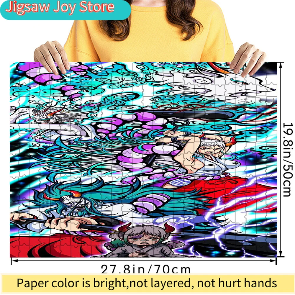 

Премиальный бумажный пазл с иллюстрацией персонажа Ямато в стиле коллаж с рогами Они, струящимися темно-бирюзовыми волосами и динамичным изображением.