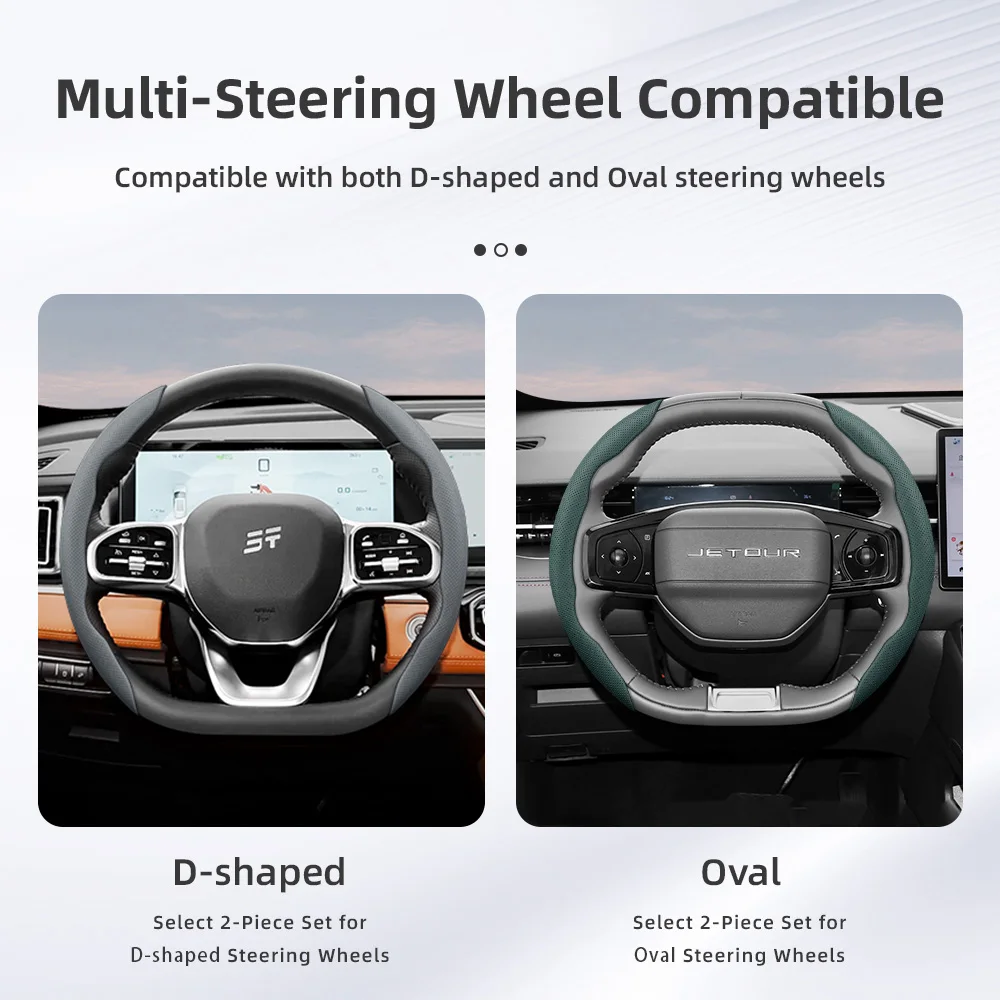Suitable for Jetour Breathable Leather Steering Wheel Cover with Segmented Quick-Release Design, Non-Slip and Durable, for X70 X90 Plus T2 T1 Dashing G700 X50 I-Dm, Black, Green, Red, Beige, Gray Car Accessories view 2