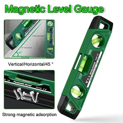 Three Bubbles Magnetic Level Ruler 225mm 0° /45° /90° High-Precision Horizontality Gauge Mini Shockproof Measuring Level Gauge