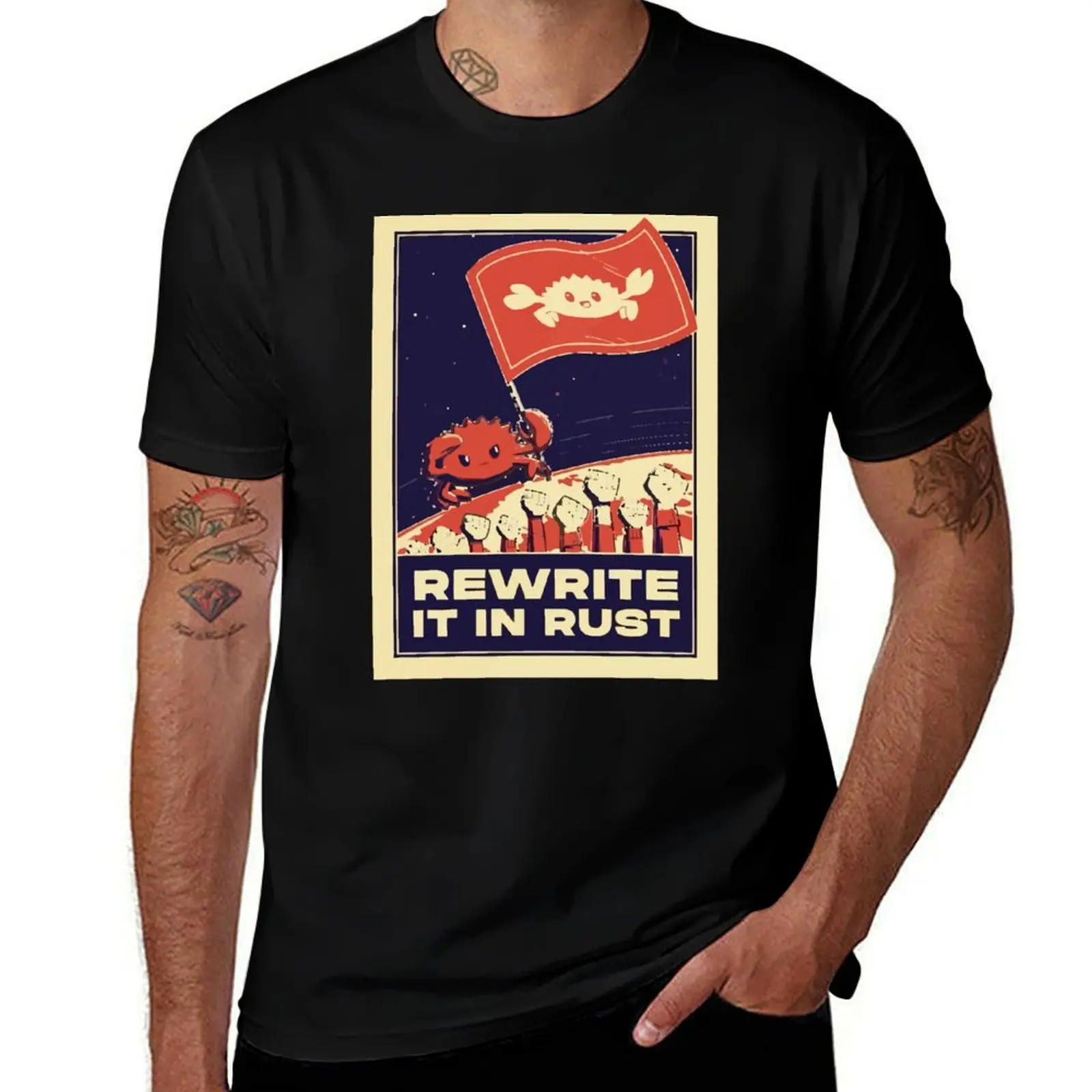 Rewrite It In Rust - Rust Programming T-Shirt Casual Lightweight Short Sleeve Top T-Shirt