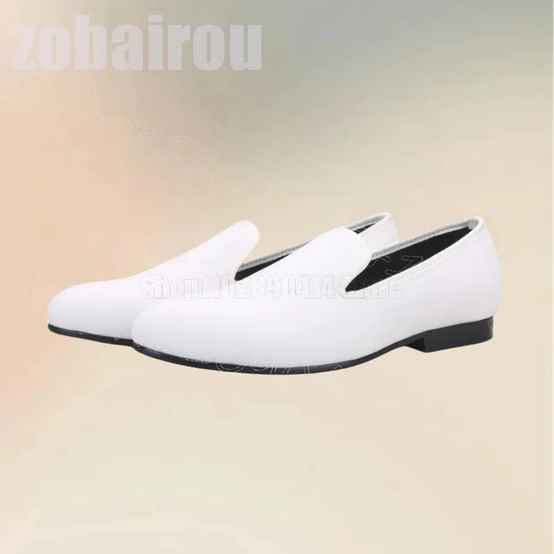 

White Round Toe Suede Penny Loafers Fashion Slip On Men Shoes Luxurious Handmade Party Banquet Wedding Dating Men Casual Shoes