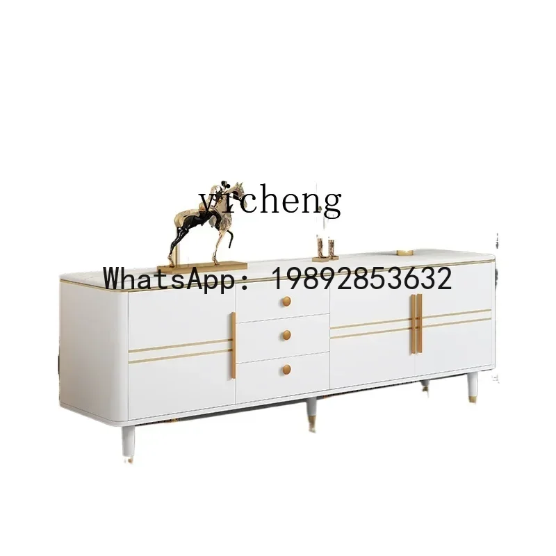 GZ TV Cabinet Mild Luxury Marble Solid Wood Coffee Table Modern Simple Small Apartment Bedroom Floor Cabinet