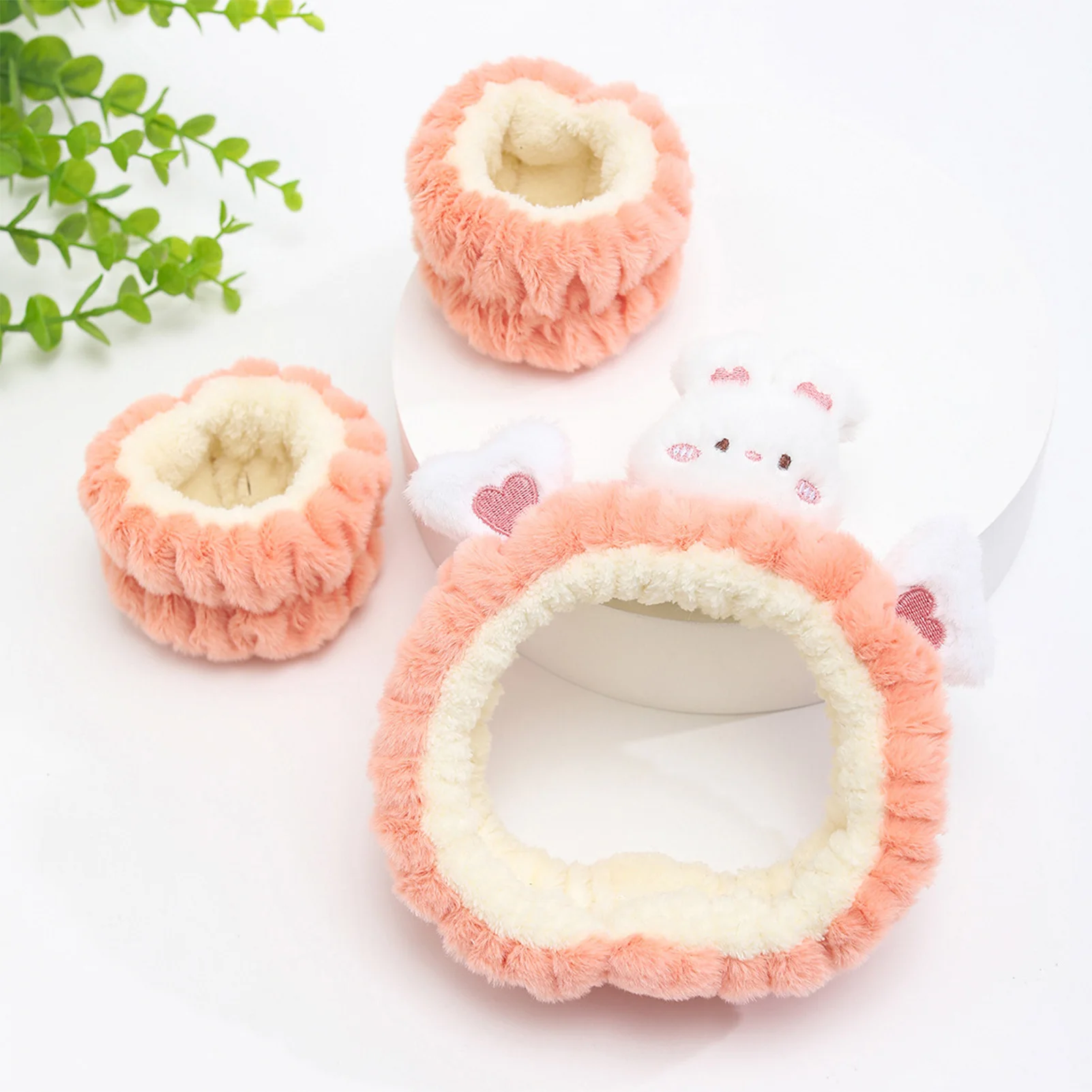 Plush Bear Decor Headband Wristbands Yellow Chick Face Washing Wear Hairbands Wristbands Suitable for Women and Men - view 2
