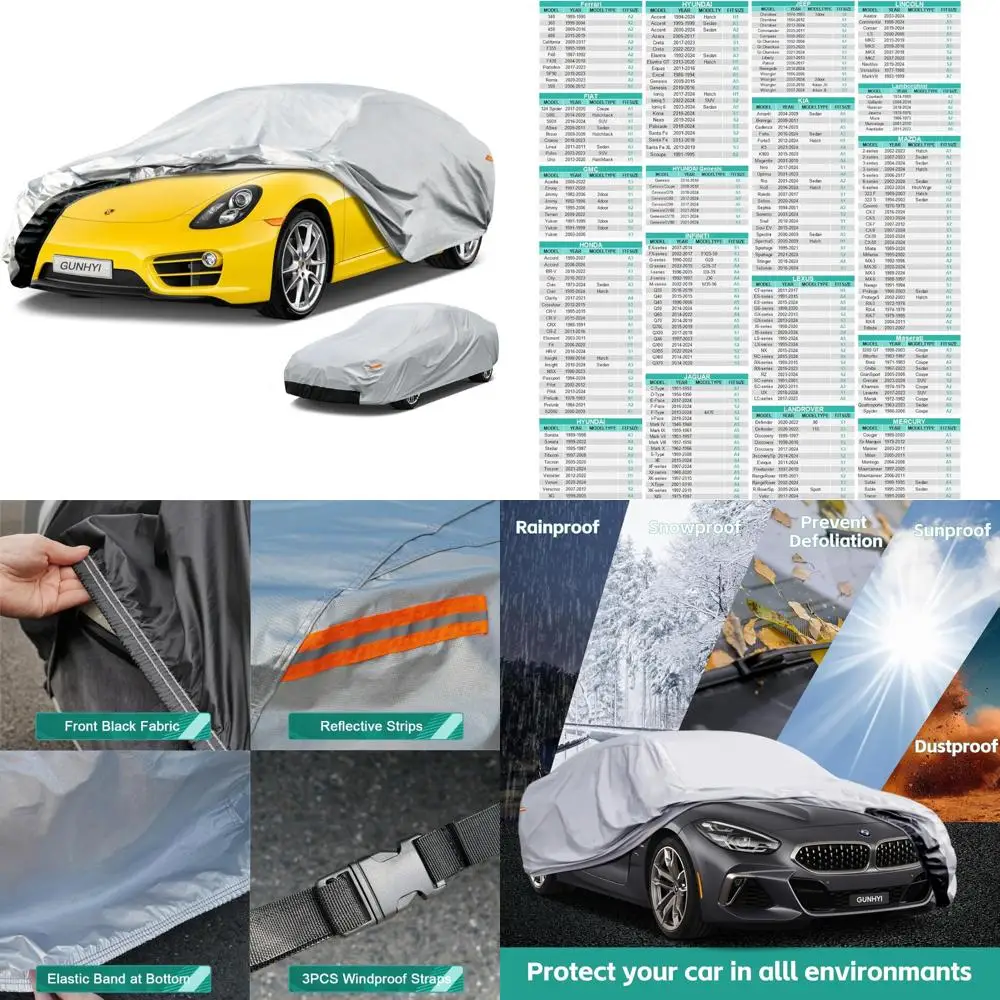 

Waterproof Heavy-Duty 6-Layer Car Cover for All Weather Protection, Ideal for Coupe Sports Cars with Full Exterior Coverage