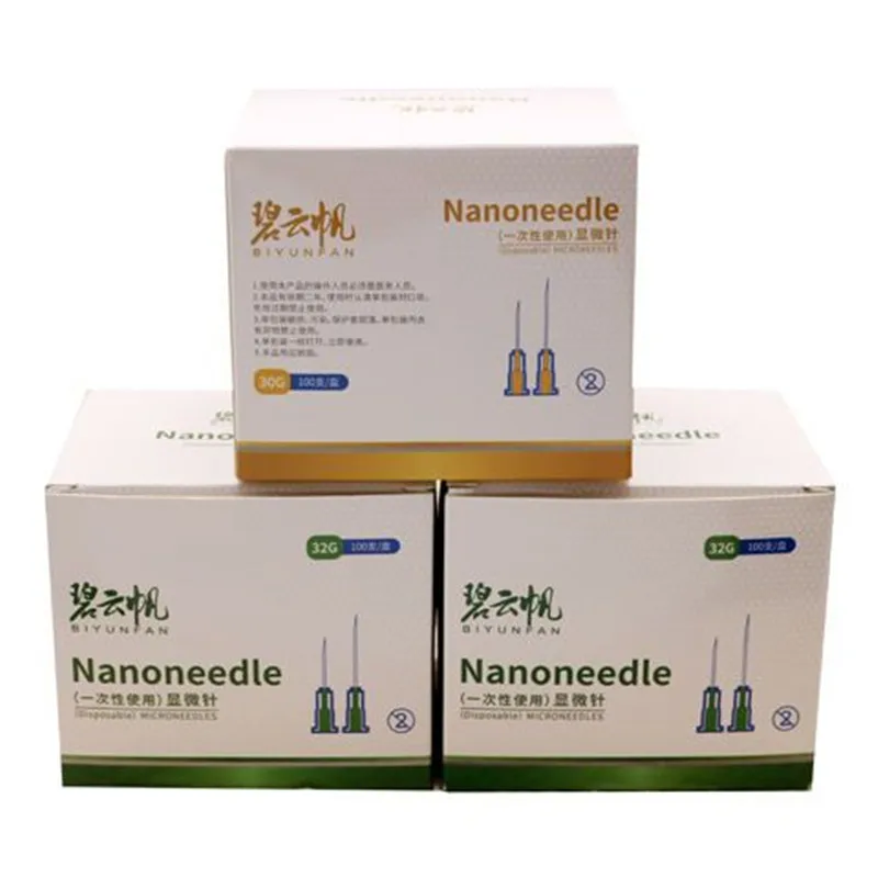 30G 32G Disposalbe Nanoneedle Piercing Syringe Injection Glue Clear Tip Cap For Pharmaceutical Injection Beauty Needle 4mm 13mm