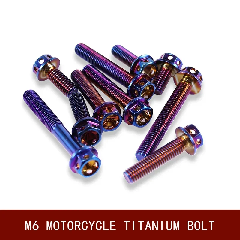 Multi-purpose motorcycle accessories colorful titanium alloy bolts and screws M6 hexagon bolts motorcycle screws colorful stainl