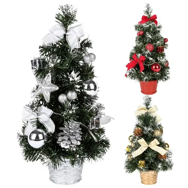 

40CM DIY Handicraft Christmas Tree Table Gift Party Home Decor Happy New Year Mini Xmas Tree With LED Lights Artificial Plant