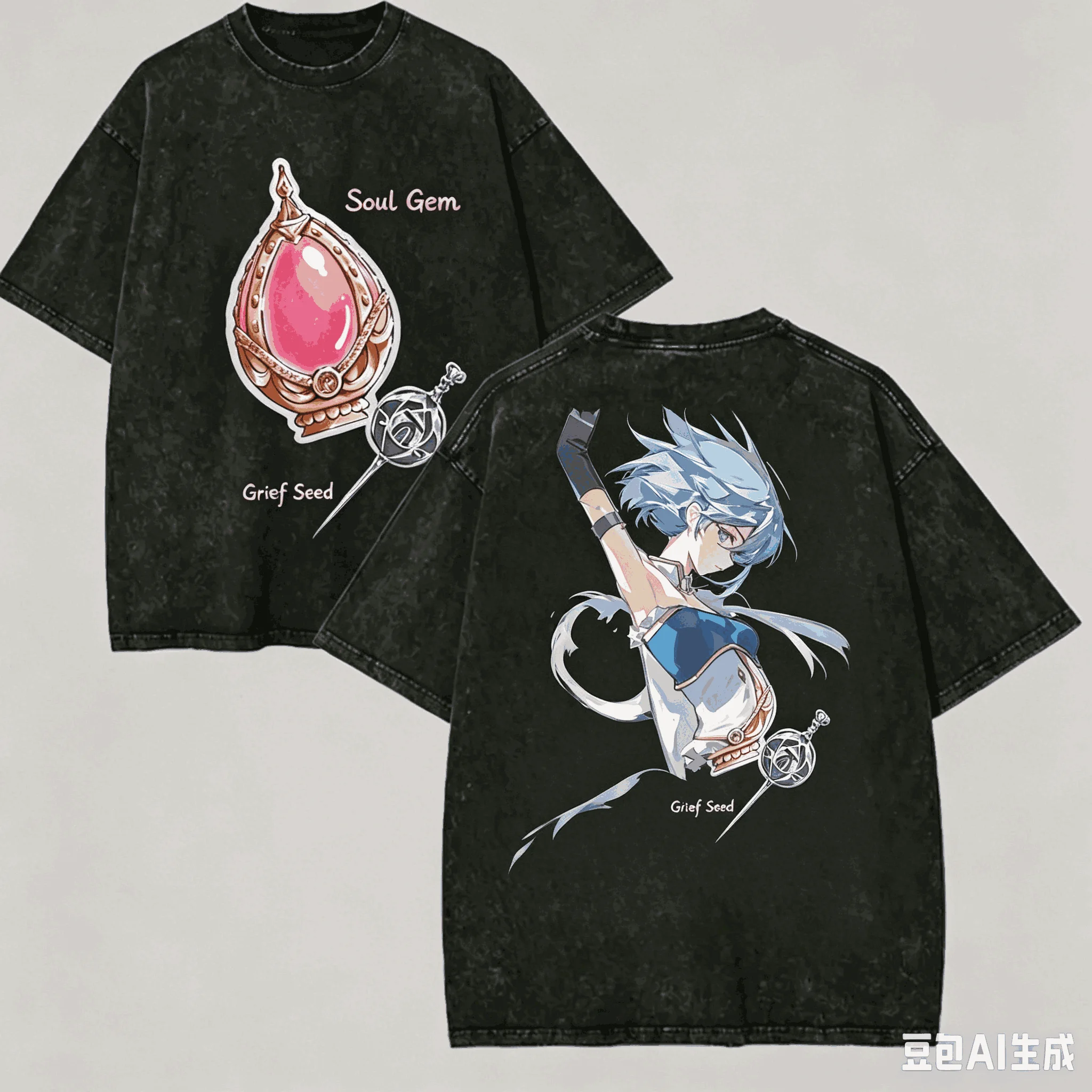 Puella Magi Madoka Magica Washed T-shirt Anime Lover Harajuku New Model Oversized Vintage Loose Streetwear Unisex Comfortable