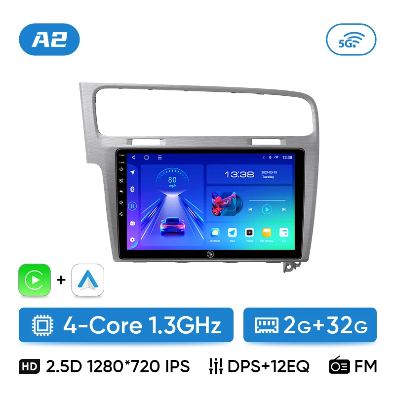 Ainavi Autoradio Voor Volkswagen VW Golf 7 MK7 GTI 2012 2013-2020 Draadloze Carplay Android Auto Multimedia GPS 2 Din autoradio - afbeelding 1